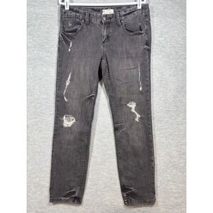 Free People Womens Jeans Sz 31 Gray Distressed Cropped Skinny Leg‎